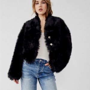 Free People Faux Fur Jacket Size Medium